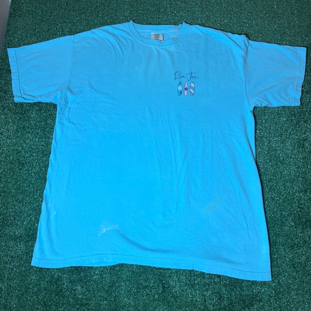 Ron Jon Surf Shop Comfort Colors Blue Graphic T-Shirt XL Heavyweight Cotton